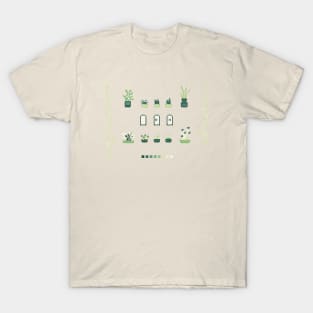 Pixel Art Plants and Ghost Green T-Shirt